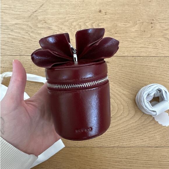 Pedro - Micro Barrel Pouch in Wine Red & Silver - Picture 2 of 5